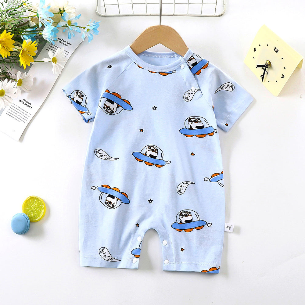 Baby clothes summer thin pure cotton air-conditioning clothes pajamas newborn baby short-sleeved onesie baby outing khaki crawling