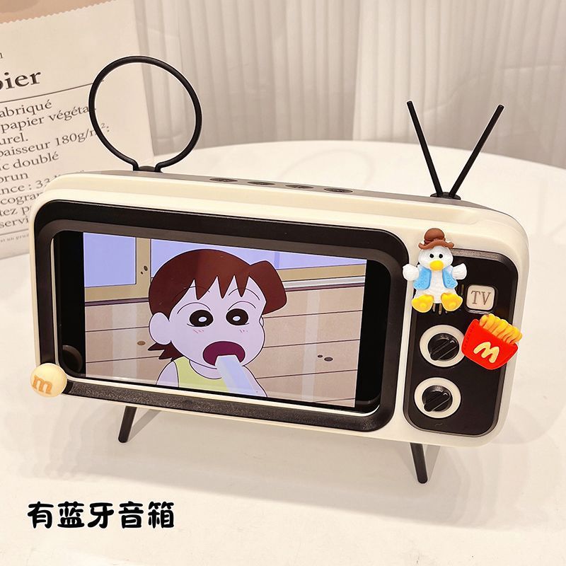Vintage tv speaker - cute cartoon bluetooth speaker with phone stand - perfect for students & streaming
