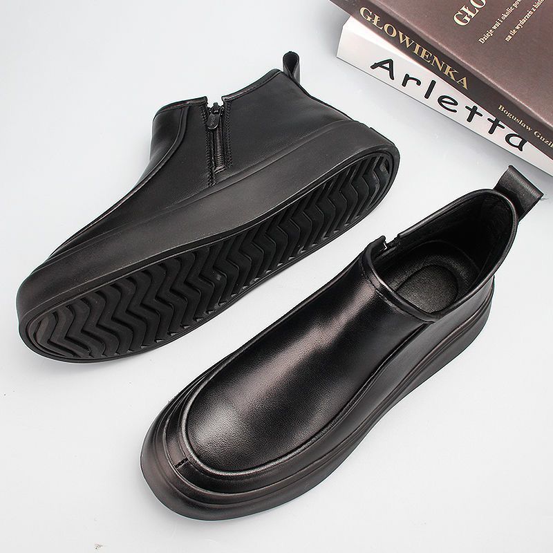 Men's 2025 warm leather shoes: fleece-lined, odor-resistant, winter-proof, thick-soled, waterproof, casual, fur-lined, northeast outdoor style
