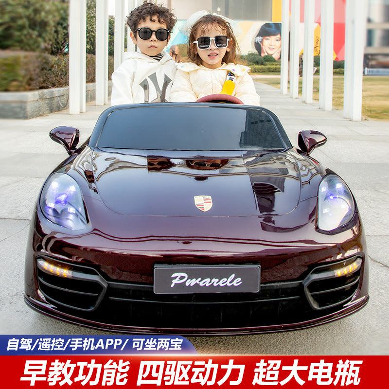 Paramela double children's electric car four wheels oversized can sit adults children baby remote control toy stroller