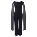 C8561 european and american style fashionable elegant commute v-neck top and wide-leg pants two-piece set, plus size african export outfit