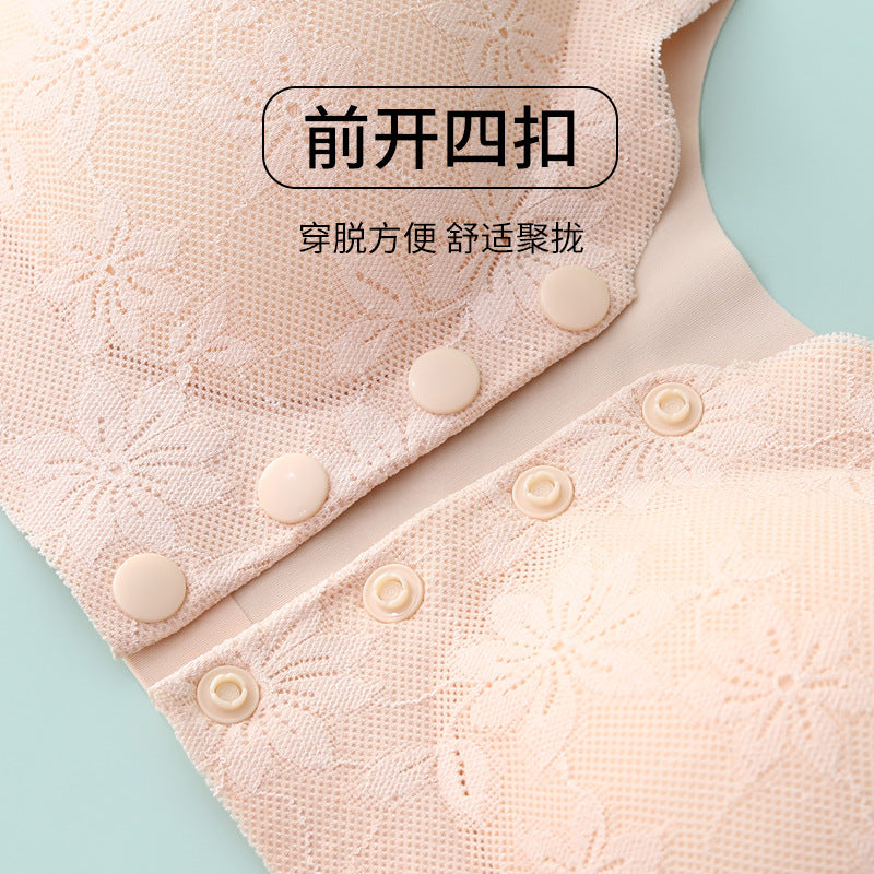 Mom underwear front buckle bra seamless gather the elderly vest middle-aged women without steel rim vest bra women