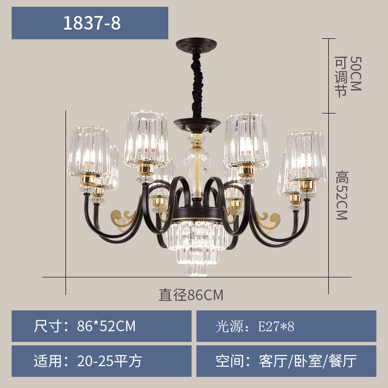 Living room lamp modern simple atmosphere light luxury hall high-end lighting villa duplex building American lamp crystal chandelier