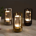 Luxury metal touch table lamp - bedroom bedside lamp, portable rechargeable bar & dining table lamp, camping atmosphere retro night light