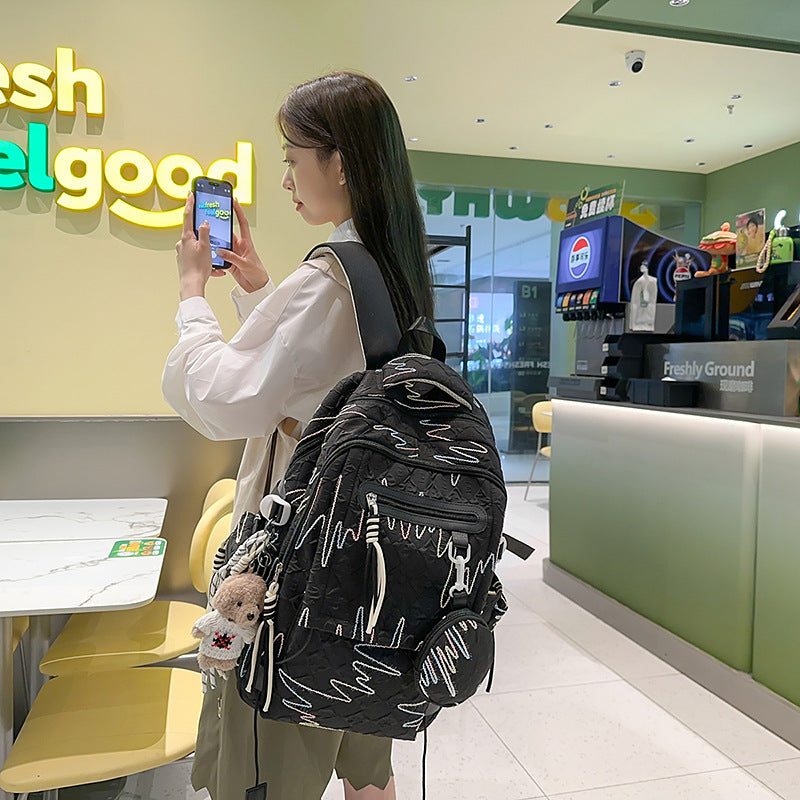 Cute girl backpack schoolbag female Korean version junior high school girls high school students large capacity high value lightweight backpack