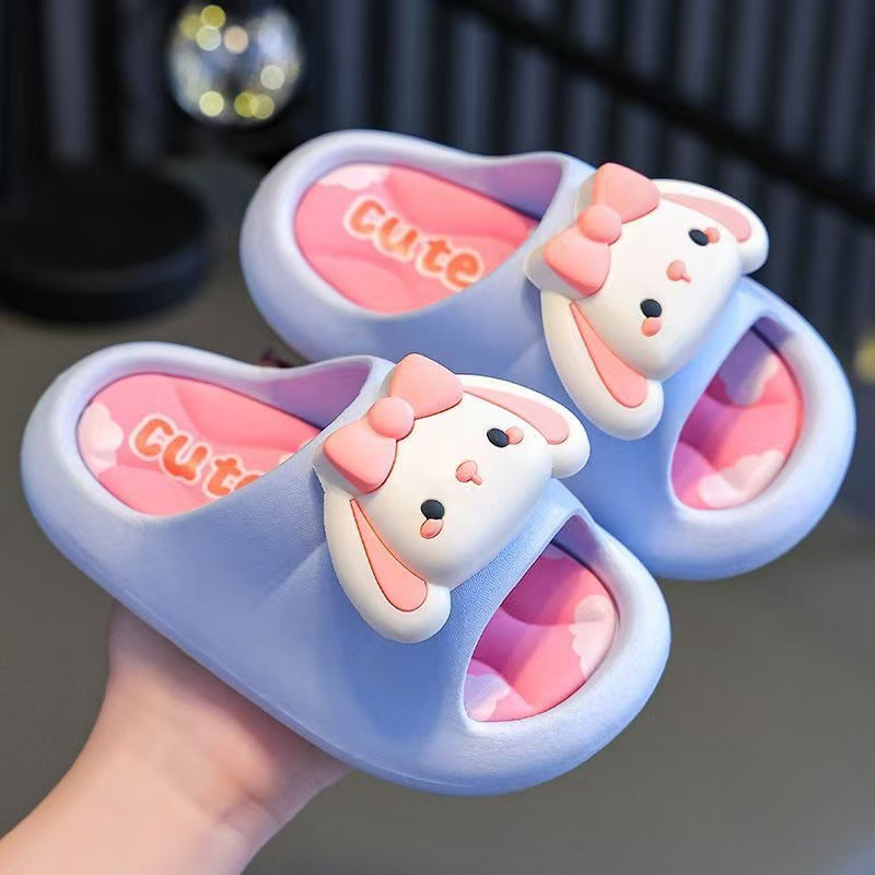 Ready-to-ship summer girls' slippers: bunny cartoon indoor anti-slip bathroom bath cute soft sole kids' slippers