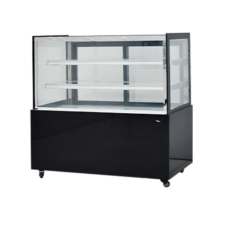 Custom cake display case - commercial refrigerated showcase for cakes, cold dishes, and delicacies - four-sided glass