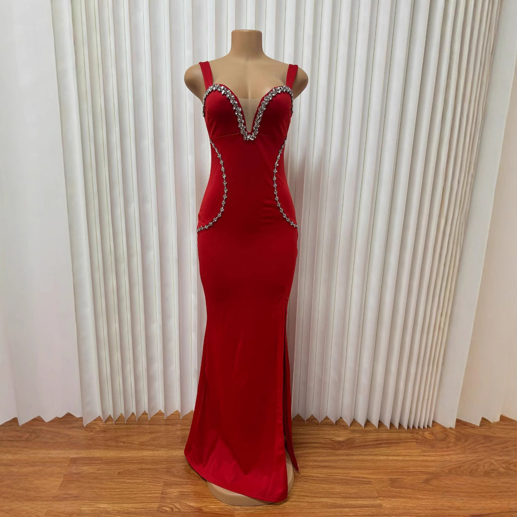 Europe, America,  's new women's clothing, sexy flash diamond decorative hip-wrapped slim suspender dress