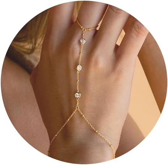European and american cross-border millet beads rice beads bracelet zircon pearl ring chain finger chain jewelry bracelet