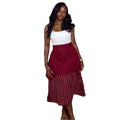 European and american cross-border women's fashion:  summer new arrival - high-waisted, slimming, drawstring design, a-line midi skirt