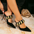 Huizhou aliexpress high heel sandals women's black stuffedfashioncasual pointed toe slip-on women's shoes cross-border exclusive