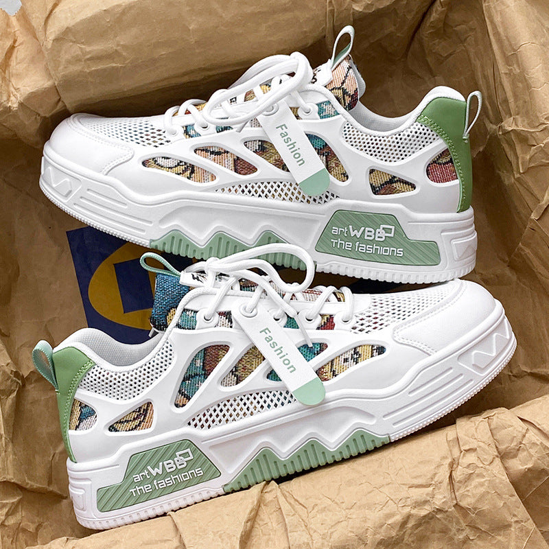 Men's skate shoes - spring 2026 new collection: breathable mesh, athletic & casual style. trendy, versatile white sneakers for teens and young adults