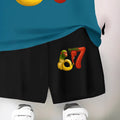 "stylish digital 67 print," perfect for summer wear, boys' outdoor sports t-shirt set
