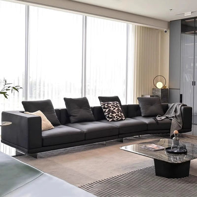 Dylan italian normcore large flat floor living room sofa small apartment straight row first layer cowhide corner special-shaped leather sofa