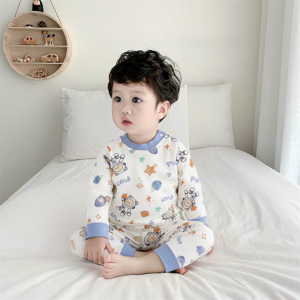 Baby pajamasintimates cotton spring & fallhigh waist belly protection newborn separatessuit baby autumn clothes and long trousers bottom clothes