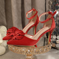 Women's high heels red rose embellished stiletto pointed toe fashion casual sexy shoes