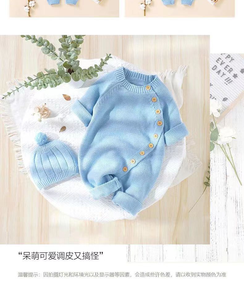 Baby knitting onesie fall and winternewborn baby boy and girl sweater cute heattech romper 016