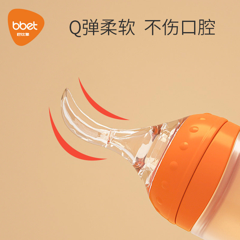 Babibele silicone rice cereal bottle spoon - newborn squeeze-style anti-colic, anti-choking baby & toddler feeding spoon