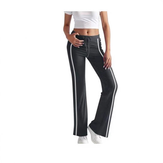 cross-border  women's solid color fashion drawstring elastic waist wide leg pants - activewear & casual trousers