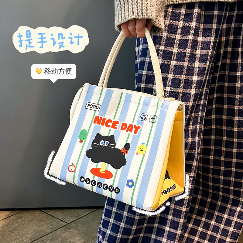 Cute bento bag, student office workers go out to bring meals, lunch bag, thickened thermal insulation bag, large-capacity portable lunch box bag