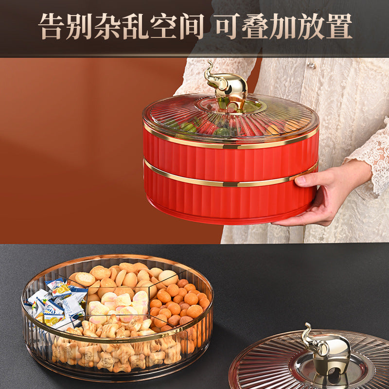 Chinese-style household nut box, snack storage box, wedding event candy plate, advanced sense multi-layer grid, living room dried fruit plate