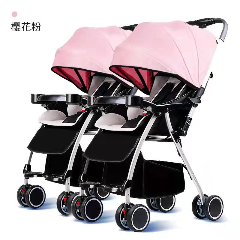 Wholesale double stroller: lightweight, high-view, convertible (sitting/reclining), detachable, foldable, twin baby pram
