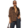 Amazon fashion cross-border  autumn american retro leopard print shirt women's trendy looseeasiest for match outwear women's clothing