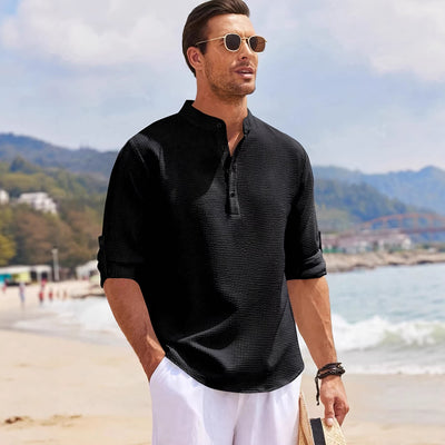 european and american men's long-sleeve stand collar button-down pineapple check shirt - men's casual shirt top wholesale