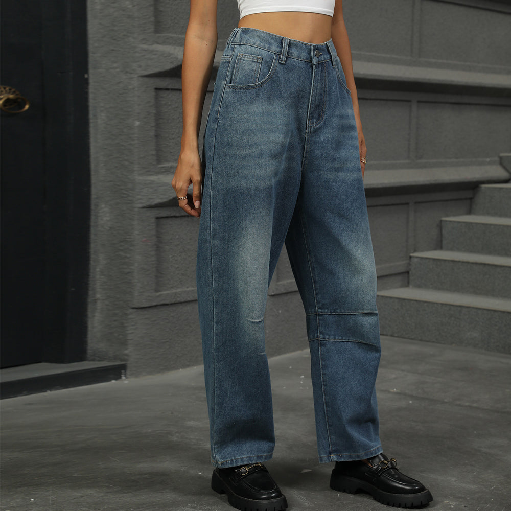 Wishfashion cross-border export women's clothing  independent station new washed loose harem jeans nine-point pants