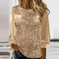 new european and american style women's casual round neck long sleeve loose fit sequin top for cross-border e-commerce