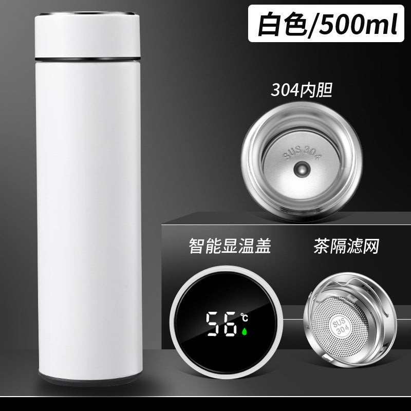 Digital display 316 stainless steel thermos - smart temperature monitoring, straight cup design, business gift, promotional water bottle with custom logo
