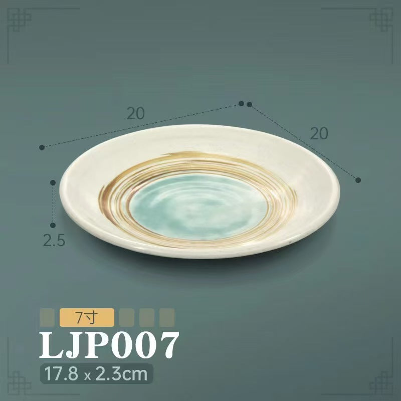 Melamine hot pot side dish plate beef plate imitation porcelain sushi plate korean style barbecue dish plate palace style hotel bowl and dish suit