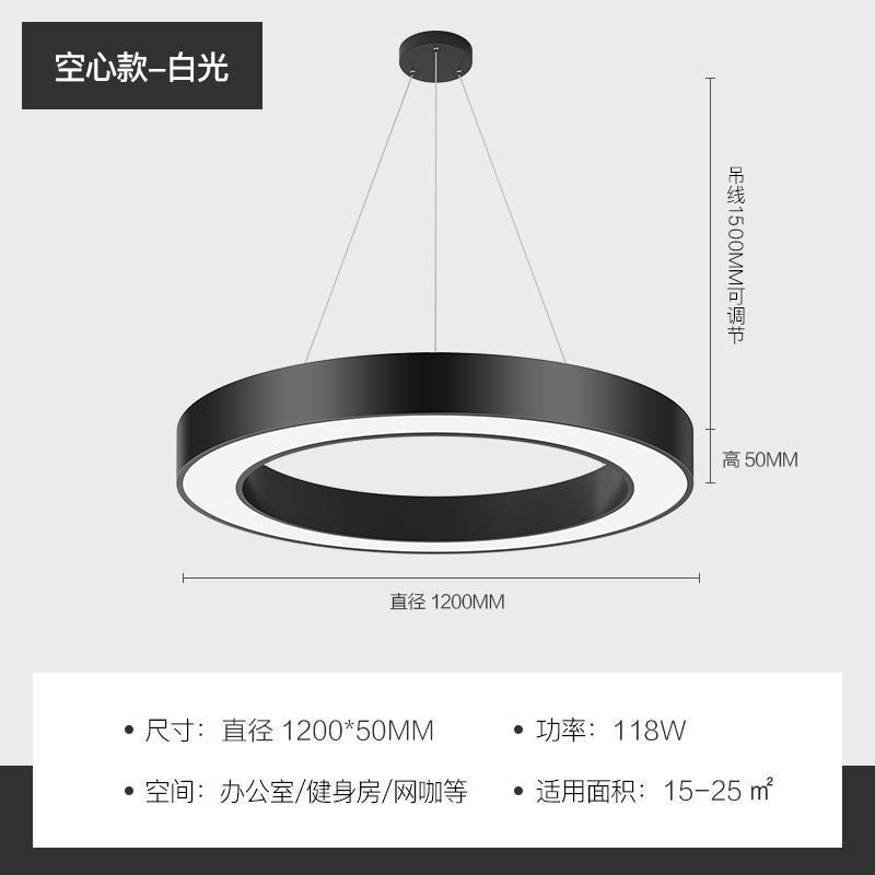 Round led pendant light - ideal for shopping malls, supermarkets, gyms, offices, and industrial spaces - hollow round design