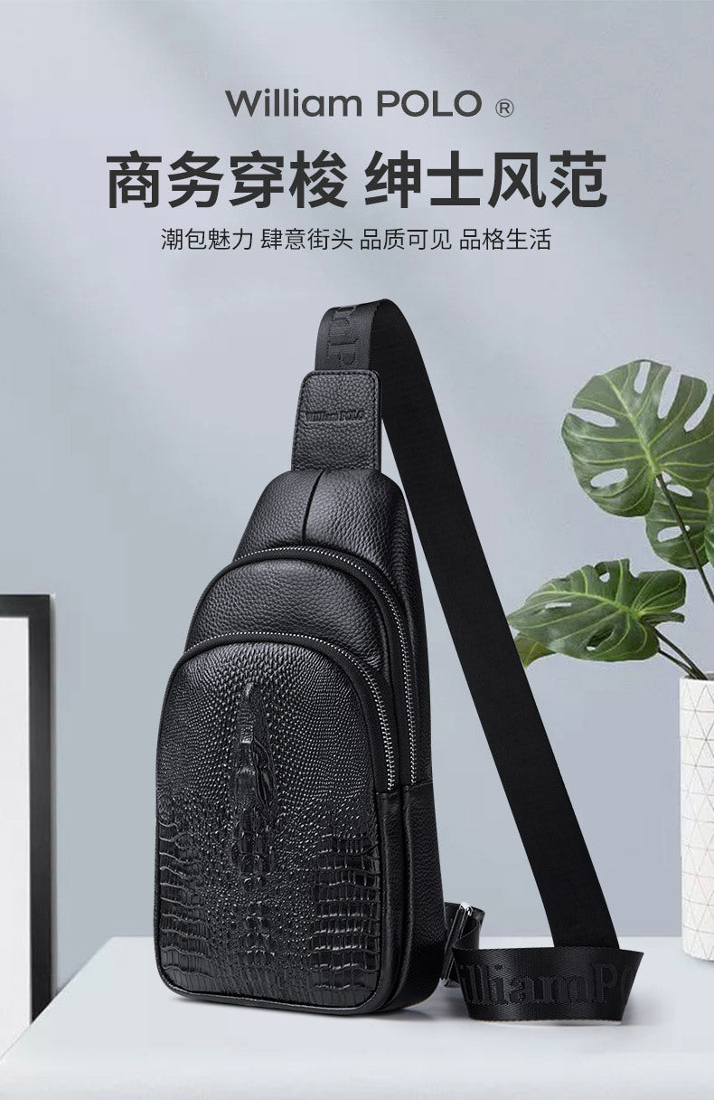 Emperor Paul Breast Bag Men's Premium Fashion Versatile Men's Shoulder Crossbody Bag Crocodile Pattern Casual Chest Bag