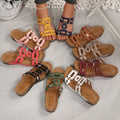 metal buckle wedge heel slippers  summernew arrivalplatform shoesplus sizethick sole one-line sandals women's wholesale