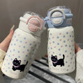 Customizable dog-themed minimalist kids' insulated water bottle - 316 stainless steel, cute straw cup for girls, high-value double-drink student bottle