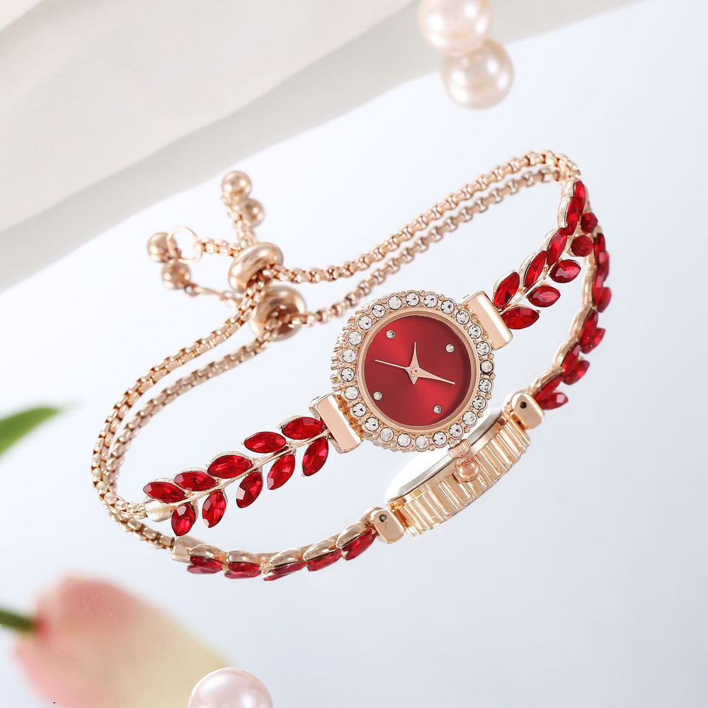 New women's quartz watch with rhinestone accents, small dial, delicate bracelet, adjustable band, fashion jewelry quartz watch - in stock
