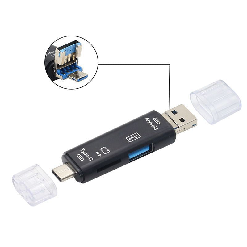 Type-c card reader tf android usb to otg 2.0 adapter - multifunctional 5-in-1