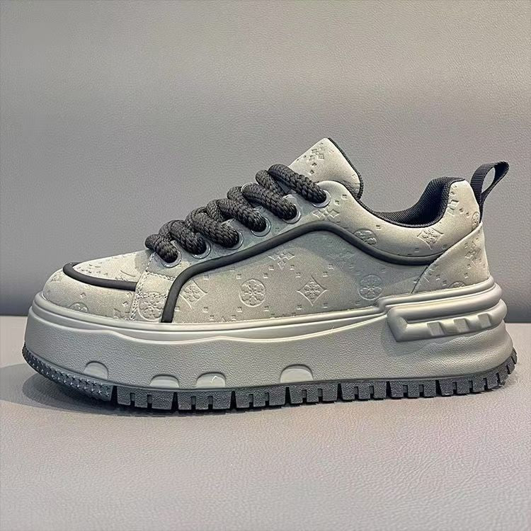 2026 spring new men's shoes: breathable, high-end, thick-soled, height-increasing white sneakers - youth sports & casual skate shoes for men