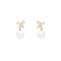 Sparkling butterfly pearl front and back two-wear stud earrings for women 2026 new arrivalniche stylesense of design earringselegant earrings