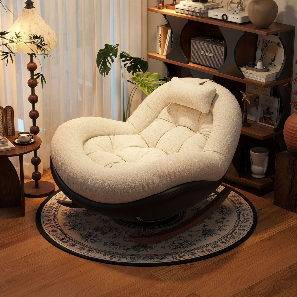 New arrival balcony chair rocking recliner casualfor home adult lazy sofa chair eggshell sleeping single rocking chair