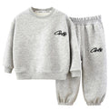 Kids' fleece-lined sweatshirt set: stylish two-piece tracksuit for boys and girls, autumn/winter collection, korean style