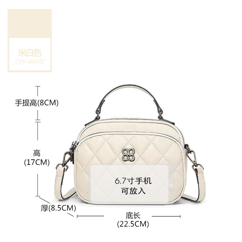 Genuine leather rhombus women's bag 2025 new multi-layer fashionable versatile women's soft leather shoulder messenger bag cowhide small bag