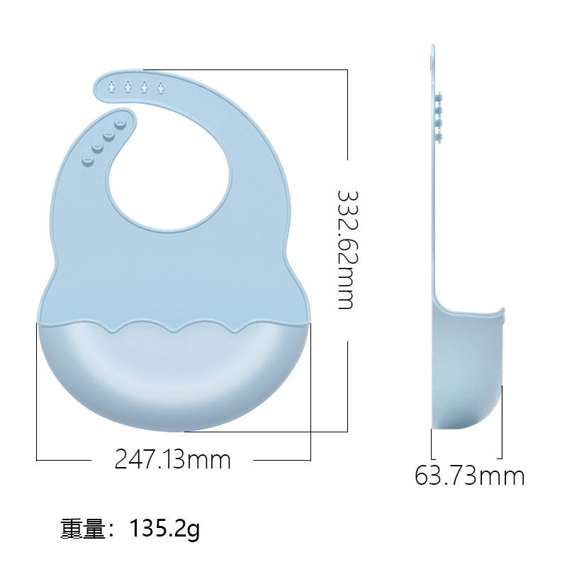 Children's silicone bib, baby food pocket, baby saliva pocket, bib, enlarged and widened waterproof and anti-dirty children's bib
