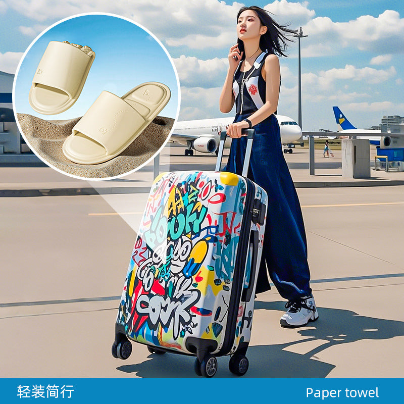 Foldable travel slippers for men and women, portable for business trips, hotels, couples, indoor non-slip disposable couple slippers