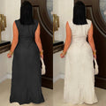 C7538 cross-border   fashion women's sexy solid color tie-up sleeveless pants set