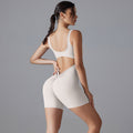 New double-sided nylon seamless high-stretch peach lift solid color v-waist bodycon shorts bodysuit yoga outfit