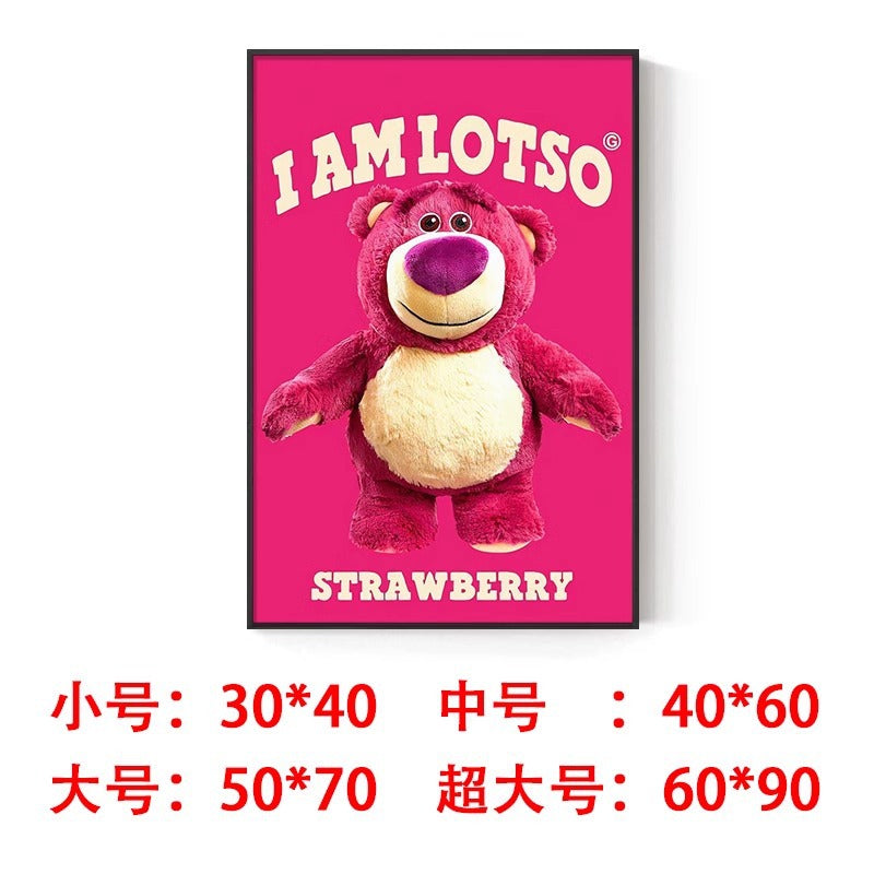 Strawberry bear decorative painting cute trend lotso Stitch pendulum painting hanging painting living room bedroom wall painting