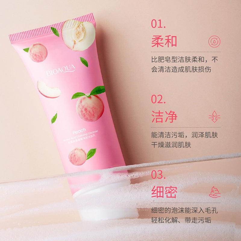 Boquanya Peach Amino Acid Cleanser Hydrating Moisturizing Moisturizing Foam Facial Cleanser