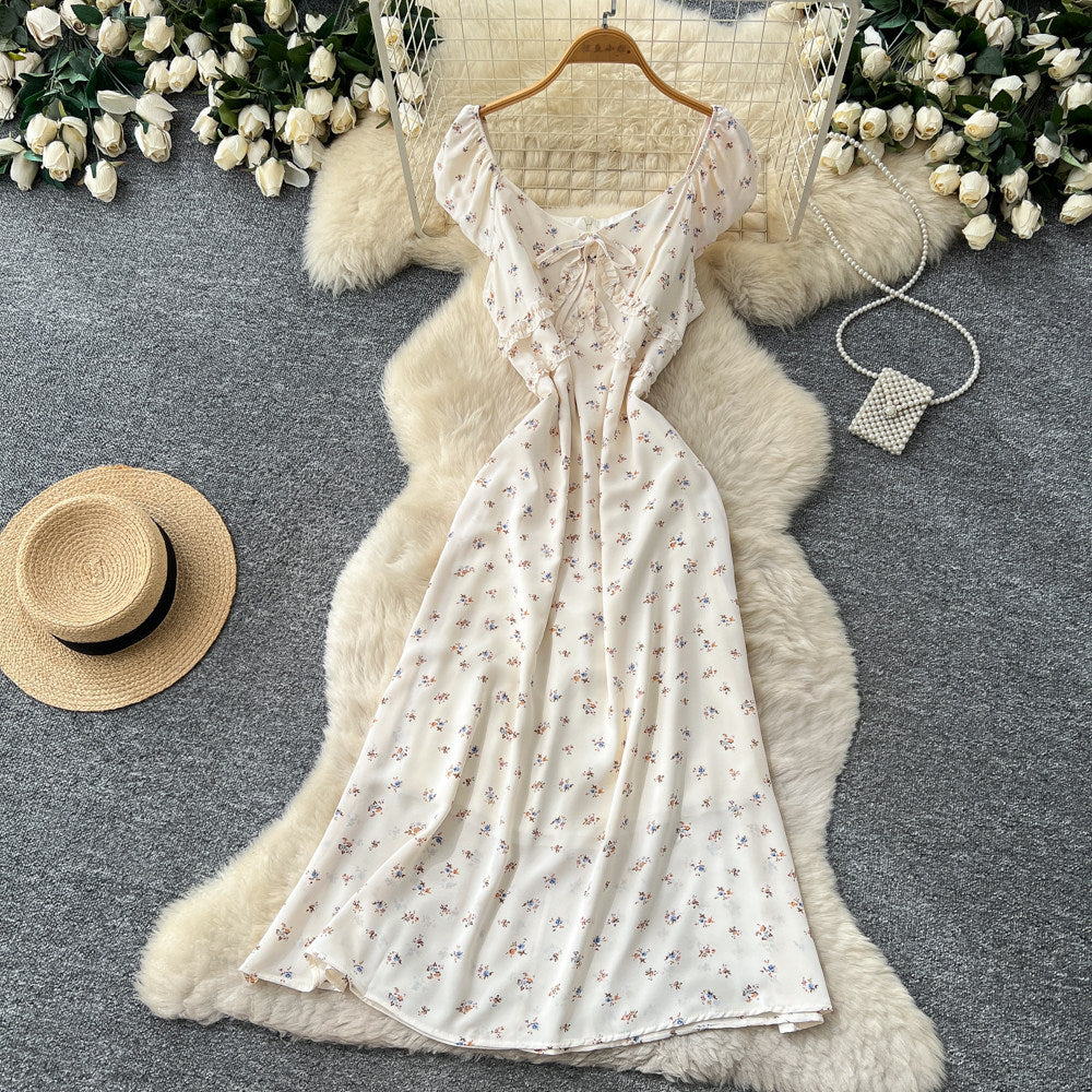 French sweet style square neck polka dot dress women's summer korean style sleeveless waist-defining elegant a-line red maxi dress